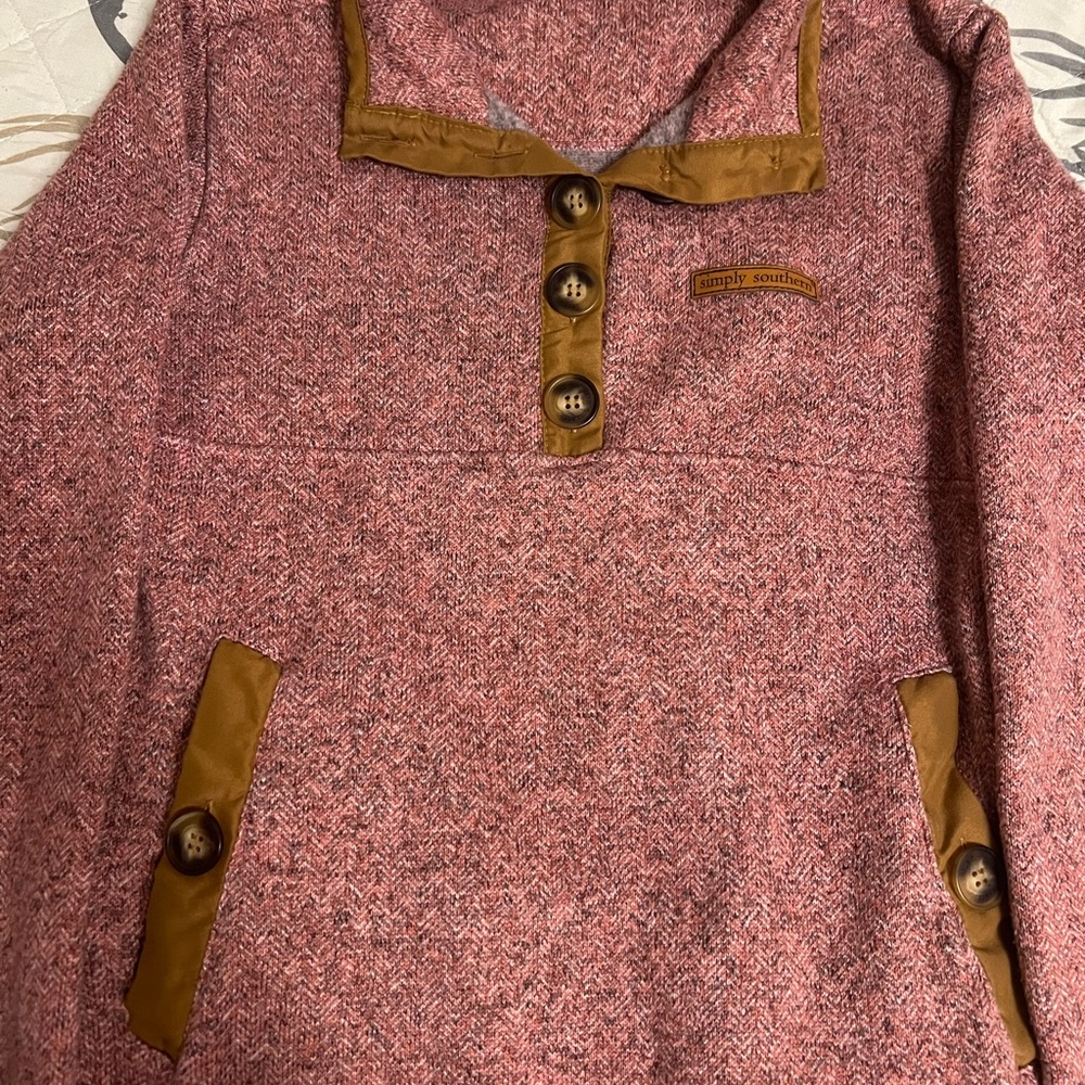 Simply Southern Pink and Tan Knit Sweater